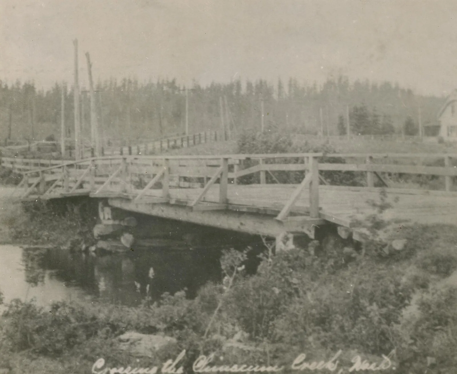 People crossing Chimacum Creek in Jefferson County, Washington, around 1905